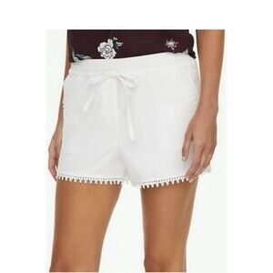 NEW W/Tag Ann Taylor Loft Outlet Wm Shorts Eyelet Trim White Linen Blend‎ SZ LG